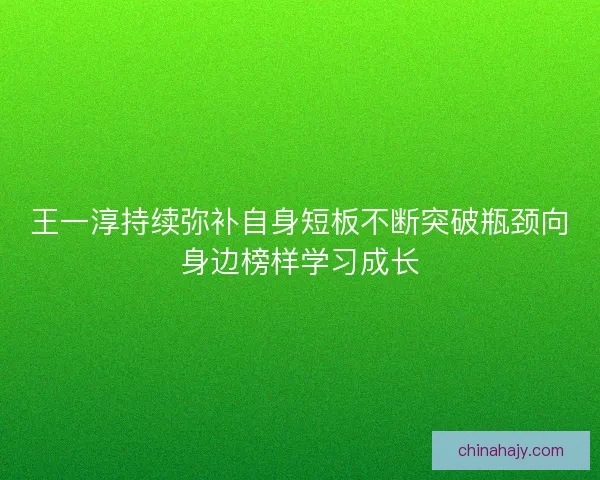 王一淳持续弥补自身短板不断突破瓶颈向身边榜样学习成长